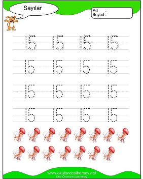 okul öncesi 1 sayısı çizgi çalışması